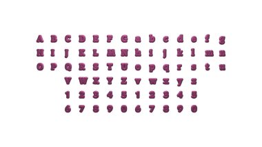 Beyaz arkaplanda gerçekçi kombinasyonlar için perspektifler, ışıklar ve gölgeler için iki tarafa ayrılmış üç boyutlu resimlerdeki tam İngilizce harfler kümesi