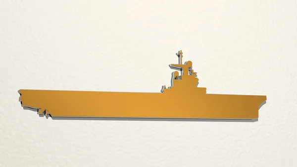 War Ship Vanuit Een Perspectief Muur Een Dikke Sculptuur Gemaakt — Stockfoto