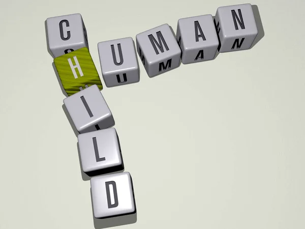 Los Crucigramas Del Niño Humano Dispuestos Por Las Letras Cúbicas — Foto de Stock