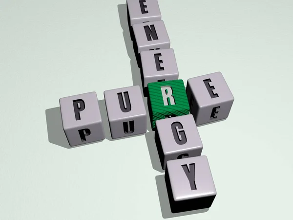 Pure Energy Kombinálva Kocka Betűk Színátmenet Kapcsolódó Jelentését Koncepció Háttér — Stock Fotó