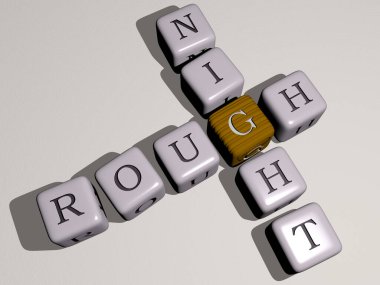 Zor bir gece, zar harfleri ve renk geçişleriyle birleşince konseptin ilgili anlamları ortaya çıkıyor. arkaplan ve doku