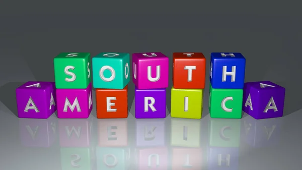 Südamerika Kombiniert Durch Würfelbuchstaben Und Farbkreuzungen Für Die Damit Verbundenen — Stockfoto
