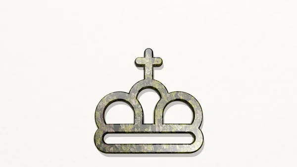 Королева Віп Корони Зроблена Ілюстрацією Блискучої Металевої Скульптури Стіні Світлим — стокове фото