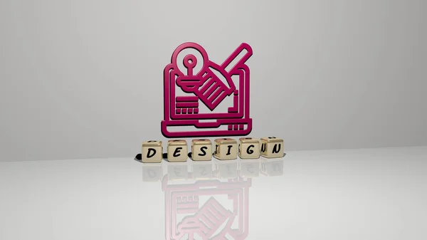 Representação Design Com Ícone Parede Texto Dispostos Por Letras Cúbicas — Fotografia de Stock