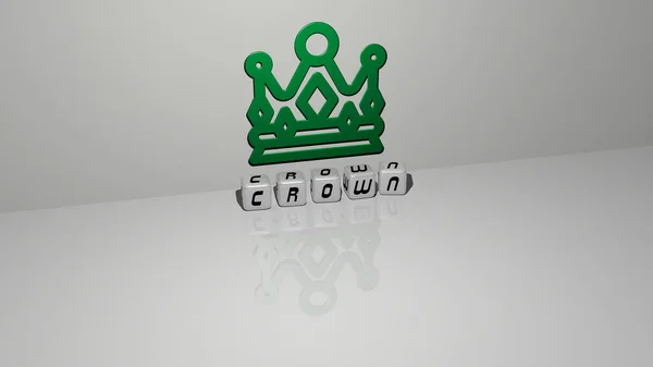 Imagem Gráfica Crown Verticalmente Juntamente Com Texto Construído Por Letras — Fotografia de Stock