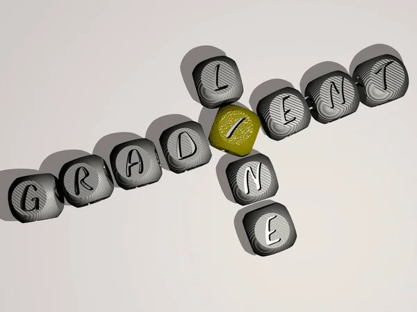 Crosswords Gradient Line Arranged Cubic Letters Mirror Floor Concept Meaning — Stock Photo, Image