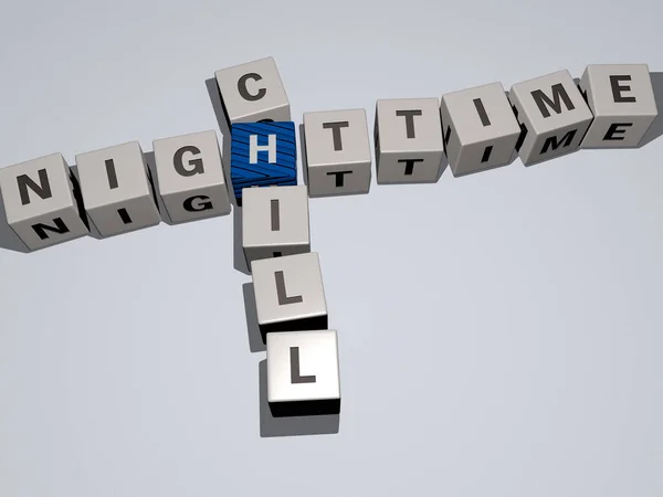 Combination Fall Nighttime Chill Built Cubic Letters Top Perspective Excellent — Stock Photo, Image