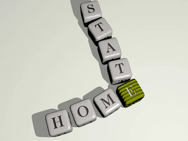 Combinazione Home State Costruito Lettere Cubiche Dalla Prospettiva Superiore Eccellente — Foto Stock