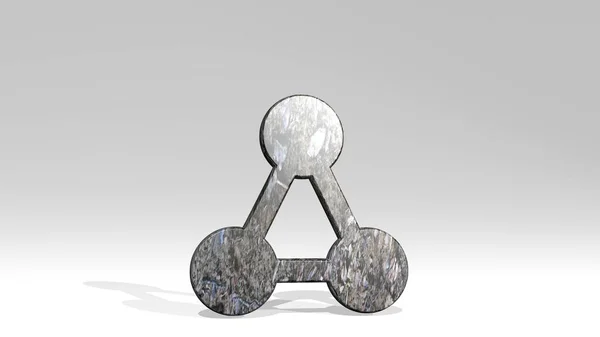 Hierarchia Rzuca Cień Perspektywy Gruba Rzeźba Wykonana Metalowych Materiałów Renderingu — Zdjęcie stockowe