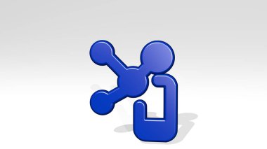 Parlak metalik bir heykelin ışık arka planında gölgesi olan üç boyutlu bir illüstrasyonla oluşturulan sosyal profil ağı. ortam ve konsept