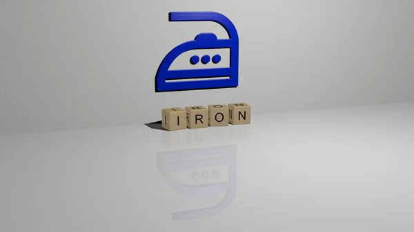 Illustratie Van Iron Graphics Tekst Gemaakt Door Metalen Dobbelstenen Letters — Stockfoto