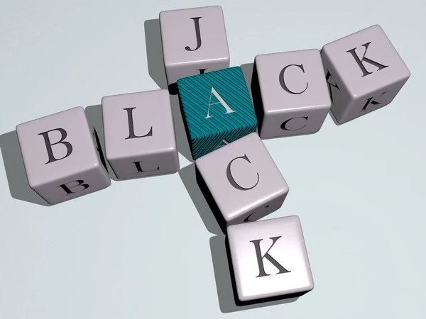 Black Jack Combinado Por Letras Dados Cruzamento Cores Para Significados — Fotografia de Stock