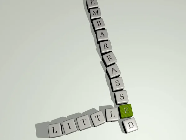 Kreuzworträtsel Von Wenig Peinlich Durch Kubische Buchstaben Auf Einem Spiegelboden — Stockfoto