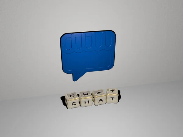 Reprezentarea Chat Ului Pictograma Perete Textul Aranjat Litere Cubice Metalice — Fotografie, imagine de stoc