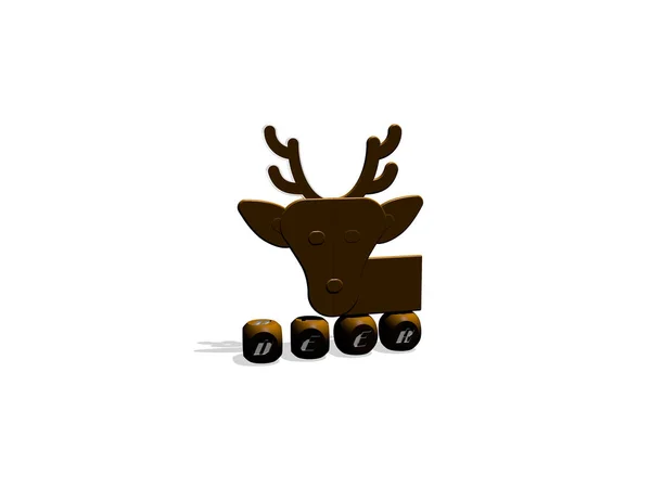 Ztvárnění Deer Ikonou Stěně Textem Uspořádaným Kovovými Krychlovými Písmeny Zrcadlové — Stock fotografie