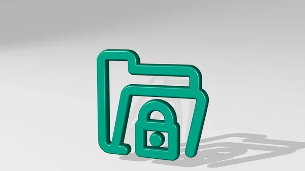 Folder Lock Réalisé Par Illustration Une Sculpture Métallique Brillante Avec — Photo