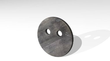 Gülümseyen Gözler sadece bir perspektiften gölge düşürür. Üç boyutlu metalik malzemelerden yapılmış kalın bir heykel. Resim ve yüz