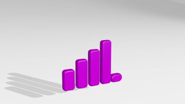 Sinyal dayanıklılığı, gölgeli bir perspektiften. Üç boyutlu metalik malzemelerden yapılmış kalın bir heykel. Resim ve arkaplan