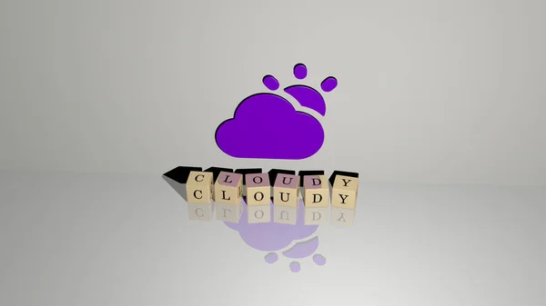Imagen Gráfica Cloudy Verticalmente Junto Con Texto Construido Por Letras — Foto de Stock