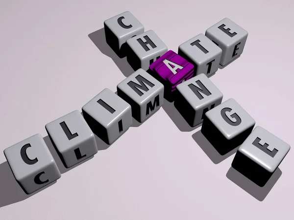 Palavras Cruzadas Verde Mudanças Climáticas Dispostas Por Letras Cúbicas Piso — Fotografia de Stock