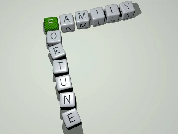从顶部的角度来看 家庭财富是由立方字母构成的 这对于概念的表述是极好的 孩子和快乐 — 图库照片