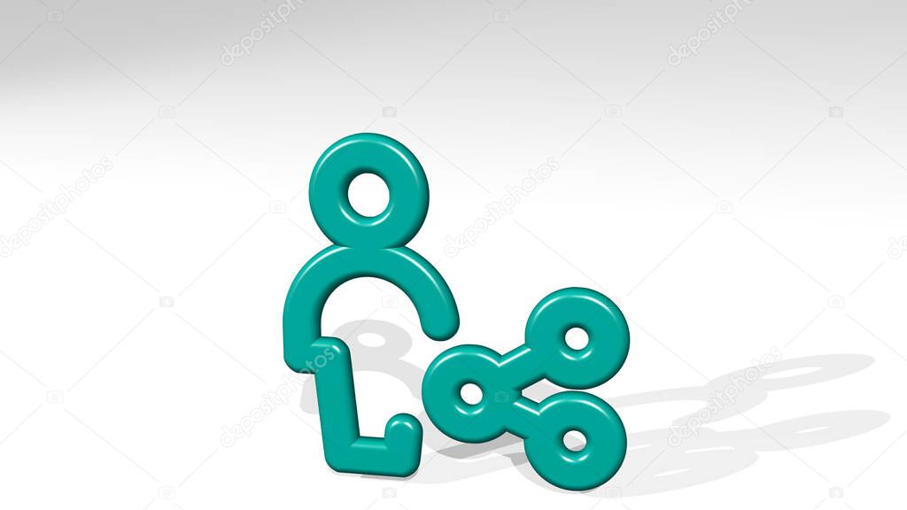SINGLE NEUTRAL ACTIONS SHARE made by 3D illustration of a shiny metallic sculpture with the shadow on light background. icon and isolated