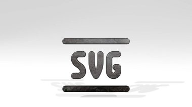 resim belgesi svg iki ışık ile döküm gölge. Metalik heykelin beyaz arka planda, yumuşak desenli üç boyutlu çizimi. iş ve konsept