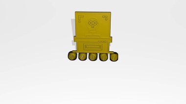 Duvarında ikon olan kafatasının 3 boyutlu temsili ve ayna zemininde kavram ve slayt gösterisi sunumu için metalik kübik harflerle düzenlenmiş metin. Resim ve arkaplan