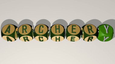 ARCHERY zar harfleri ve renk geçişleriyle konseptin ilgili anlamlarını birleştirdi. Resim ve ok