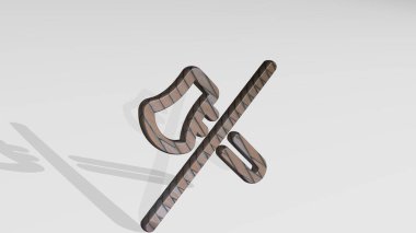 Ormansızlaştırma baltası iki ışıkla gölgelendirmeyi yasakladı. Metalik heykelin beyaz arka planda, yumuşak desenli üç boyutlu çizimi. ağaç ve çevre