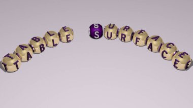 Ayna zemininde kübik harflerle düzenlenmiş masa yüzeyinin çapraz bulmacaları, kavram anlamı ve sunum. arkaplan ve tahta