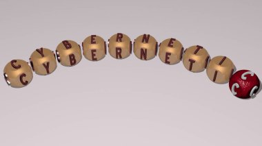 Üst perspektiften gelen kübik harflerle oluşturulan sibernetik kombinasyon, konsept sunumu için mükemmel. Resim ve arkaplan