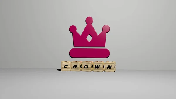 Imagem Gráfica Crown Verticalmente Juntamente Com Texto Construído Por Letras — Fotografia de Stock