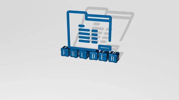 Graficzny Obraz Folder Pionowo Wraz Tekstem Zbudowanym Metalicznymi Literami Sześciennymi — Zdjęcie stockowe