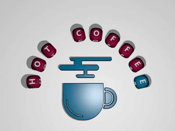 Weergave Van Hot Coffee Met Icoon Muur Tekst Gerangschikt Door — Stockfoto