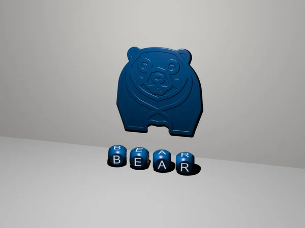 Ілюстрація Bear Графіки Тексту Зроблені Металевими Кубиками Відповідних Значень Концепції — стокове фото