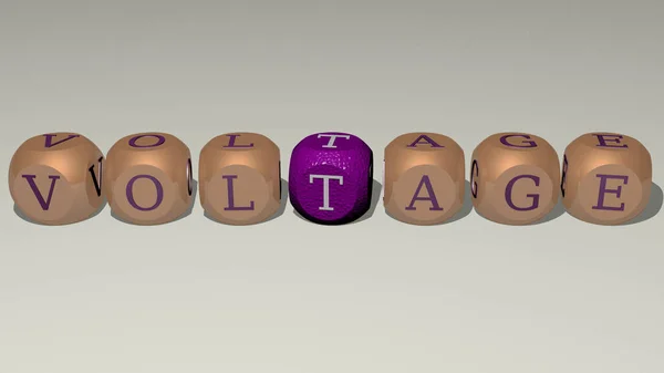 Voltage Kombiniert Durch Würfelbuchstaben Und Farbkreuzungen Für Die Damit Verbundenen — Stockfoto