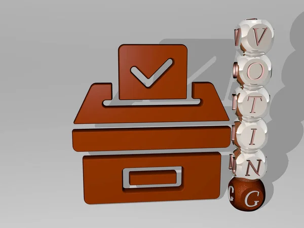 Ілюстрація Voting Графіки Тексту Навколо Піктограми Зробленої Металевими Кубиками Відповідних — стокове фото