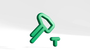 Donanım çekiç çivisi, gölgeli. Metalik heykelin beyaz arka planda, yumuşak desenli üç boyutlu çizimi. bilgisayar ve ekipman