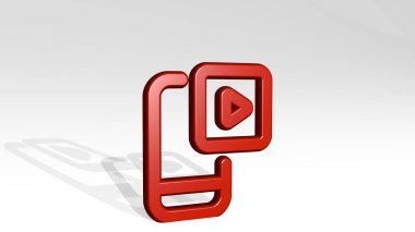 Telefon eylemi gölge perspektifinden oynanır. Üç boyutlu metalik malzemelerden yapılmış kalın bir heykel. cep telefonu ve iş