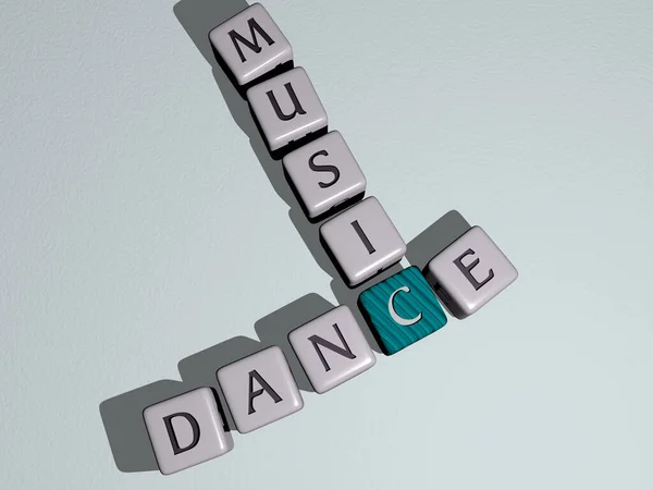 Combinatie Van Dansmuziek Gebouwd Door Kubieke Letters Vanuit Het Topperspectief — Stockfoto