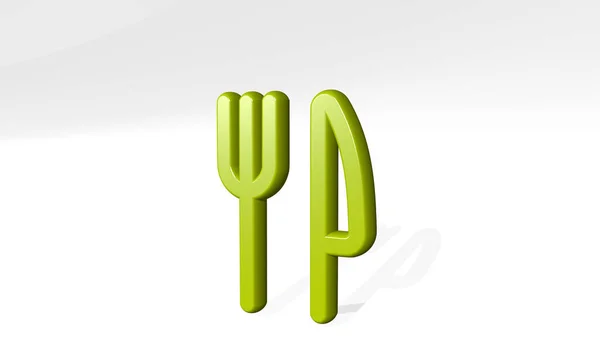 Restaurant Fork Knife Point Vue Ombre Une Sculpture Épaisse Faite — Photo