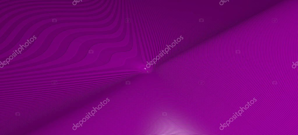 3D illustration of a geometrical shape of dark magenta color on a white abstract background as a curved and glossy surface with direct light reflection. black and blue
