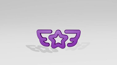 Ordu rozeti gölgeli bir perspektiften. Üç boyutlu metalik malzemelerden yapılmış kalın bir heykel. Resim ve askeri