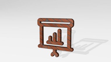 HÜKÜMET PROJECTOR BARS 'ı iki ışıkla gölgelendiriyor. Metalik heykelin beyaz arka planda, yumuşak desenli üç boyutlu çizimi. iş ve tasarım