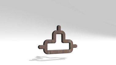 ConNECTOR iki ışıkla gölge düşürüyor. Metalik heykelin beyaz arka planda, yumuşak desenli üç boyutlu çizimi. kablo ve bağlantı