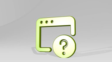 Açık arkaplanda gölgesi olan parlak metalik bir heykelin 3 boyutlu bir illüstrasyonuyla yapılan uygulama penceresi sorusu. simge ve tasarım