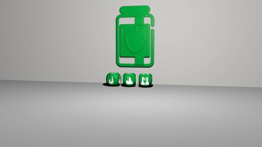 Konsept ve sunumların ilgili anlamları için metalik zar harflerinin yaptığı reçel grafikleri ve metinlerin 3 boyutlu çizimi. arkaplan ve trafik