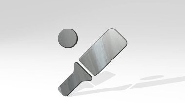 Parlak metalik bir heykelin ışık arkaplanına gölge düşüren üç boyutlu bir illüstrasyonunun kriket sopası topu. Şampiyonluk ve tasarım