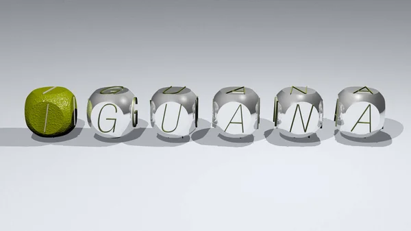 Guananın Bulmacaları Ayna Zemininde Kübik Harflerle Düzenlenir Kavram Anlamı Sunum — Stok fotoğraf